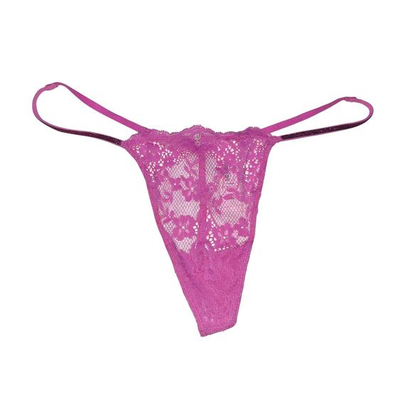 Victoria's Secret Dream Angels Twinkle Strap Lace V-String Panty New Peony XL - Picture 3 of 3